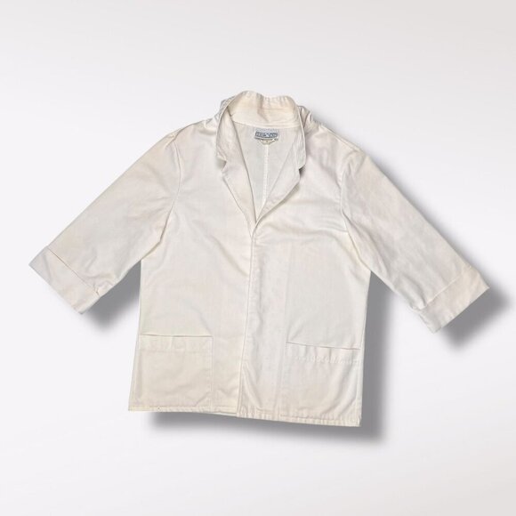 Vintage Open Front Jacket White 3/4 Sleeves Medium - Picture 8 of 11
